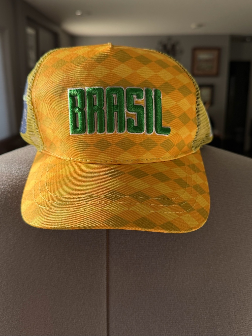 Brasil Embroidered Trucker Hat - Yellow & Green